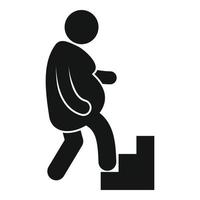 Overweight man up on stairs icon, simple style vector