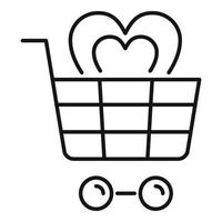 User shop cart icon, outline style vector