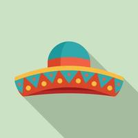 sombrero, sombrero, icono, plano, estilo vector