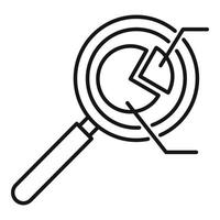 Magnifier pie chart icon, outline style vector