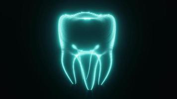 Seamless looping of blue HUD tooth scanning  on black background. Technology and medical concept. video