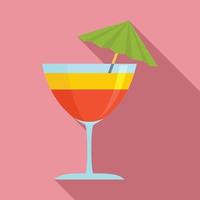 Beach cocktail icon, flat style vector