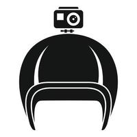 Action camera helmet icon, simple style vector