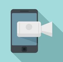 icono de teléfono inteligente de grabación de video, estilo plano vector