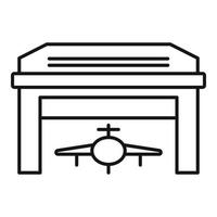 icono de hangar de avión, estilo de esquema vector