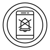 Smartphone silence icon, outline style vector