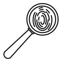 Magnifier fingerprint icon, outline style vector