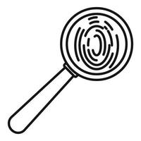 Magnifier fingerprint icon, outline style vector