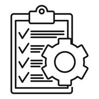 Clipboard gear icon, outline style vector