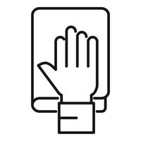 Hand judge book icon, outline style vector