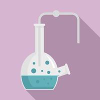 Glass pipe flask icon, flat style vector