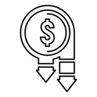 Drop dollar coin icon, outline style vector