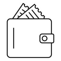 Wallet with receipt icon, outline style vector