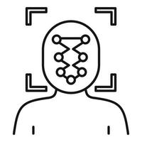 icono de reconocimiento de rostro de hombre, estilo de contorno vector