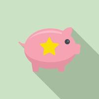 Loyalty piggy bank icon, flat style vector
