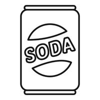 icono de lata de soda dietética, estilo de esquema vector