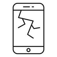 Broken tablet icon, outline style vector