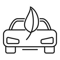 icono de coche eléctrico de hoja ecológica, estilo de contorno vector