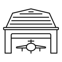 icono de hangar militar de la industria, estilo de esquema vector