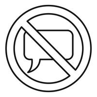 No sound chat icon, outline style vector