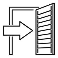 Open wood door icon, outline style vector