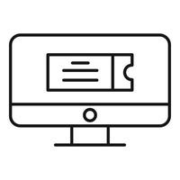 Desktop computer online ticket icon, outline style vector