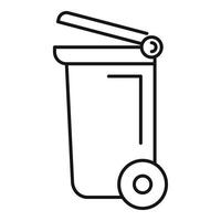 icono de contenedor de basura de rueda, estilo de esquema vector