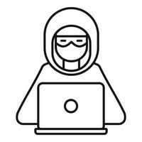 Hacker man icon, outline style vector