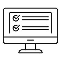 Computer monitor icon, outline style vector