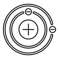 Atom structure icon, outline style vector