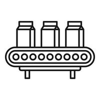 Milk package assembly line icon, outline style vector