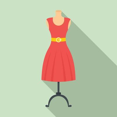 Woman dress on mannequin icon, flat style