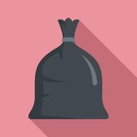 Garbage bag icon, flat style vector