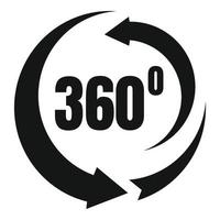 Icono de rotación de 360 grados, estilo simple vector