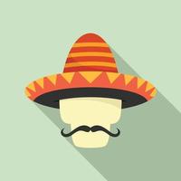 Mexican face man icon, flat style vector