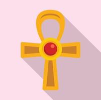 Egypt ankh cross icon, flat style vector