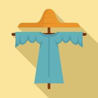 Farm scarecrow icon, flat style vector