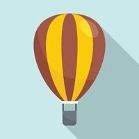 Striped air balloon icon, flat style vector