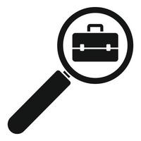 Job search magnifier icon, simple style vector
