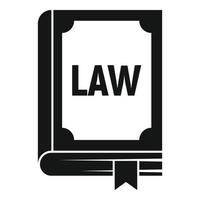 Law book icon, simple style vector