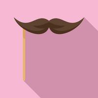 Mustache on stick icon, flat style vector