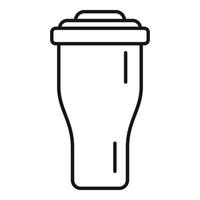 icono de taza termo caliente, estilo de contorno vector