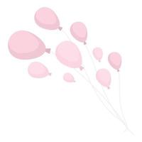 Pink balloons icon, flat style vector