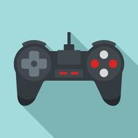 Black game joystick icon, flat style vector