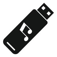 icono de flash usb de música, estilo simple vector