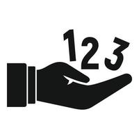 Numbers in hand icon, simple style vector