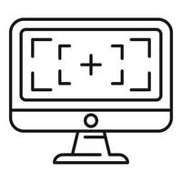 Computer screen recording icon, outline style vector