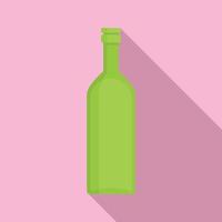 Green garbage bottle icon, flat style vector