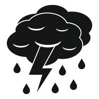 Thunderstorm cloud icon, simple style vector