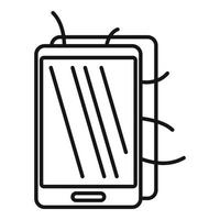 Broken smartphone icon, outline style vector